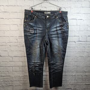 Zana Di Womens Plus Size 22 Jeans Blue Hippie Embroidered Skinny